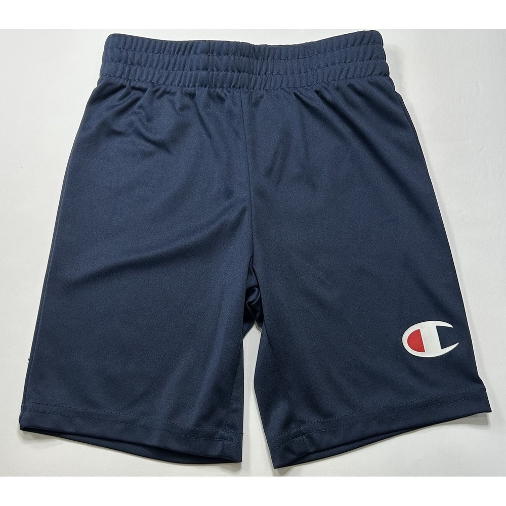 Champion Heritage Shorts Kids Boys Script Blue Youth Size 4T Athletic Solid